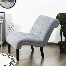 Load image into Gallery viewer, Upholstered Tufted Lounge Chair with Wood Leg-Light Gray