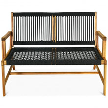 Load image into Gallery viewer, 2-Person Patio Acacia Wood Yard Bench-Black