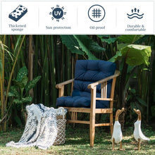 Load image into Gallery viewer, 22" x 44" Tufted Outdoor Patio Chair Seating Pad-Blue