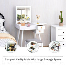 Load image into Gallery viewer, Vanity Table Set with Flip Top Mirror Makeup Dressing Table with Cushioned Stool