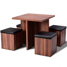 Load image into Gallery viewer, 5 pcs Wood Kitchen Dinette Storage Ottoman Stool Table Set