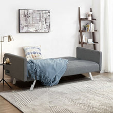 Load image into Gallery viewer, Convertible Futon Sofa Bed Folding Recliner with USB Ports and Power Strip-Gray