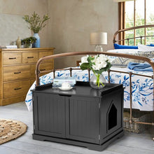 Load image into Gallery viewer, Cat Litter Box Wooden Enclosure Pet House Sidetable Washroom-Black