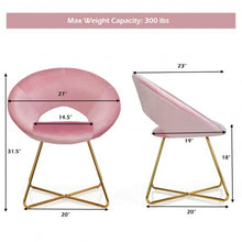 Load image into Gallery viewer, Modern Accent Velvet Dining Arm Chair w/ Golden Metal Legs and Soft Cushion-Pink