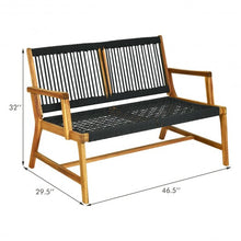 Load image into Gallery viewer, 2-Person Patio Acacia Wood Yard Bench-Black