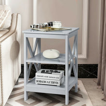 Load image into Gallery viewer, 3-Tier Nightstand End Table with X Design Storage -Gray