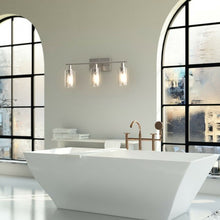 Load image into Gallery viewer, 3-Light Modern Bathroom Wall Sconce with Clear Glass Shade-Silver