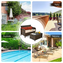 Load image into Gallery viewer, 2Pcs Cushioned Patio Rattan Furniture Set
