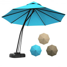 Load image into Gallery viewer, 11 Feet Outdoor Cantilever Hanging Umbrella with Base and Wheels-Turquoise