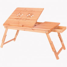 Load image into Gallery viewer, Portable Bamboo Laptop Desk Table with Drawer