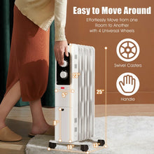 Load image into Gallery viewer, 1500W Oil Filled Portable Radiator Space Heater with Adjustable Thermostat-White