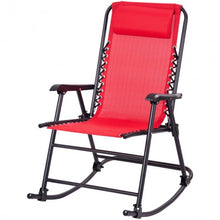Load image into Gallery viewer, Outdoor Patio Headrest Folding Zero Gravity Rocking Chair-Red
