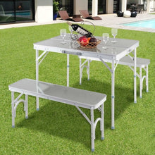 Load image into Gallery viewer, Aluminum Portable Folding Picnic Table with 2 Benches