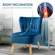 Load image into Gallery viewer, Armless Accent Chair Tufted Velvet Leisure Chair-Blue