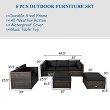 Load image into Gallery viewer, 6 Pcs Patio Rattan Furniture Set with Sectional Cushion-Black