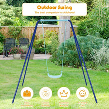 Load image into Gallery viewer, Outdoor Kids Swing Set with Heavy Duty Metal A-Frame and Ground Stakes-Blue