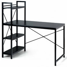 Load image into Gallery viewer, 47.5" Writing Study Computer Desk with 4-Tier Shelves-Black