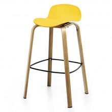 Load image into Gallery viewer, Set of 2 Modern Barstools Pub Chairs with Low Back and Metal Legs-Yellow