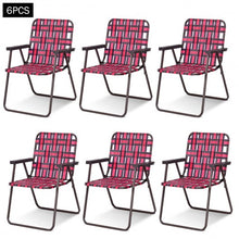 Load image into Gallery viewer, 6 pcs Folding Beach Chair Camping Lawn Webbing Chair-Red