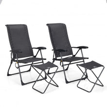 Load image into Gallery viewer, 4 Pieches Patio Adjustable Back Folding Dining Chair Ottoman Set-Gray
