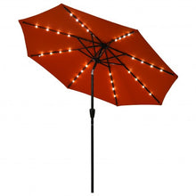 Load image into Gallery viewer, 9 Ft and 32 LED Lighted Solar Patio Market Umbrella Shelter with Tilt and Crank-Orange