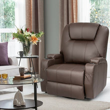 Load image into Gallery viewer, 8 Heated Swivel Point Massage Recliner Chair-Coffee