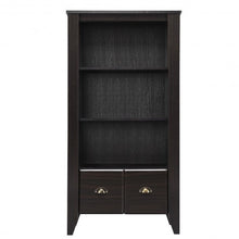 Load image into Gallery viewer, 3 Shelf Adjustable Antique Organizer Bookcase with 2 Drawers