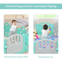 Load image into Gallery viewer, 14-Panel Baby Playpen with Music Box & Basketball Hoop-Light Green