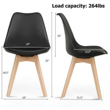 Load image into Gallery viewer, Set of 4 Dining Chair Mid Century Modern Shell PU Seat with Wooden Leg-Black