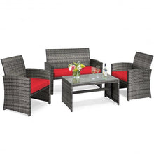 Load image into Gallery viewer, 4PCS Patio Rattan Furniture Set-Red