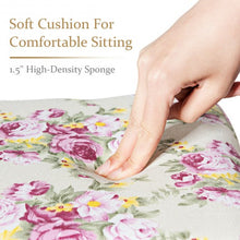 Load image into Gallery viewer, Vanity Wood Dressing Stool Padded Piano Seat with Rose Cushion