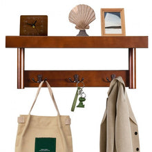 Load image into Gallery viewer, Entryway Hanging Wood Coat Rack with 3 Double Hooks-Brown