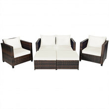Load image into Gallery viewer, 5 Pieces Patio Cushioned Rattan Furniture Set-White
