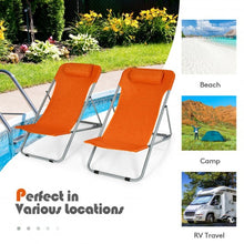 Load image into Gallery viewer, Portable Beach Chair Set of 2 with Headrest -Orange