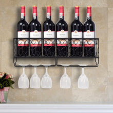 Load image into Gallery viewer, Wall Mounted Metal Wine Rack Wine Bottle Storage