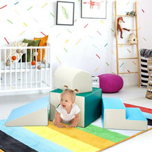 Load image into Gallery viewer, 4-piece Single-Tunnel SoftZone Climb Crawl Activity Play Set Toddler Kid