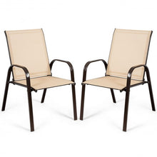Load image into Gallery viewer, 2 PCS Patio Chairs Outdoor Dining Chair with Armrest-Beige