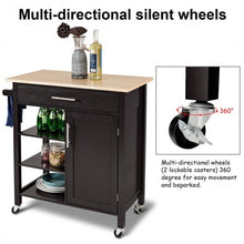 Load image into Gallery viewer, 4-Tier Rolling Wood Kitchen Trolley Island Storage Cabinet