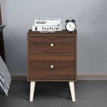 Load image into Gallery viewer, 2-Drawer Nightstand Beside End Side Table with Rubber Legs-Walnut