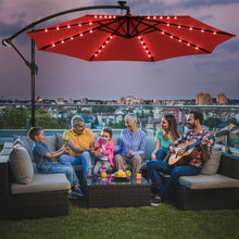 Load image into Gallery viewer, 10 Ft Solar LED Offset Umbrella with 40 Lights and Cross Base for Patio-Wine