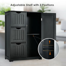 Load image into Gallery viewer, Bathroom Floor Cabinet Side Storage Cabinet with 3 Drawers and 1 Cupboard-Black
