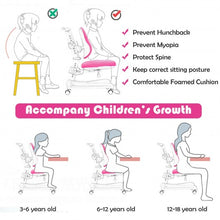 Load image into Gallery viewer, Adjustable Height Student Chair with Sit-Brake Casters and Lumbar Support for Home and School-Pink