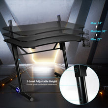 Load image into Gallery viewer, 43.5 Inch Height Adjustable Gaming Desk with Blue LED Lights