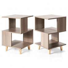 Load image into Gallery viewer, 2 Pcs Wooden Modern Nightstand Set with Solid Wood Legs for Living Room