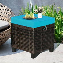 Load image into Gallery viewer, 2PCS Patio Rattan Ottoman Cushioned Seat-Blue