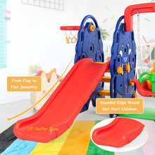 Load image into Gallery viewer, 3 in 1 Junior Children Climber Slide Swing Seat Basketball Hoop