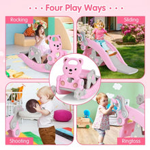 Load image into Gallery viewer, 4-in-1 Toddler Slide and Rocking Horse Playset with Basketball Hoop-Pink