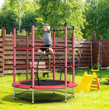 Load image into Gallery viewer, 55" Youth Jumping Round Trampoline with Safety Pad Enclosure-Red