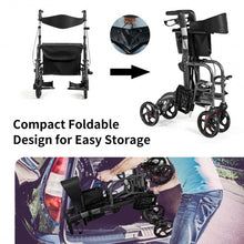 Load image into Gallery viewer, Aluminum Adjustable Folding Handle Medical Walker Rollator-Black