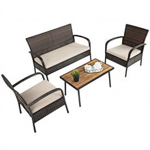 Load image into Gallery viewer, 4Pcs Patio Rattan Outdoor Conversation Set with Cushions